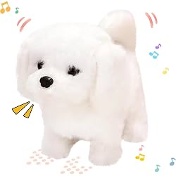 Hopping Walking White Dog Toy for Kids – Talking Sound Dog with Moving Tail