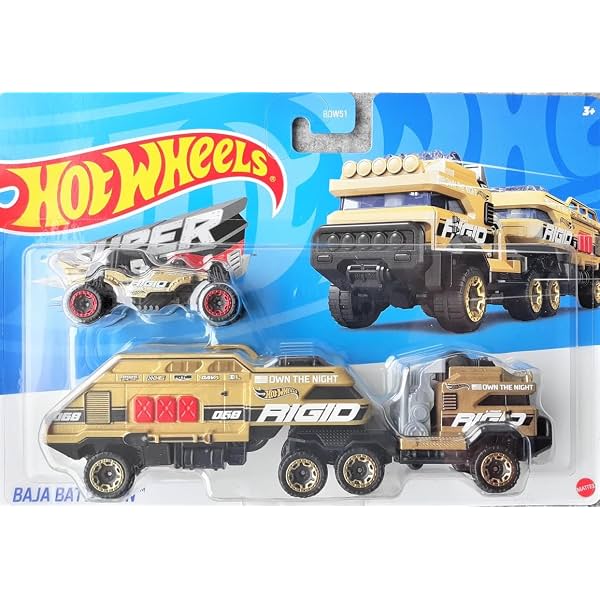 Hot Wheels Super Rigs Baja Battalio, Transporter Vehicle With 1 1:64 Scale Car