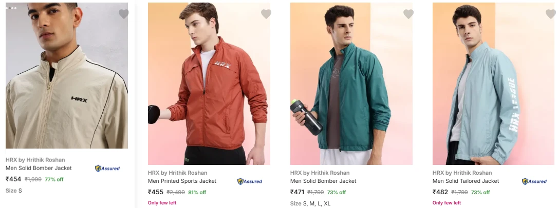 Hrx By Hrithik Roshan Men's Jackets upto 81% Discount