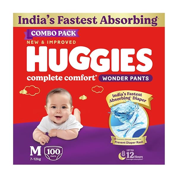 Huggies Complete Comfort Wonder Pants | Pant Style Baby Diapers Medium Size (M)