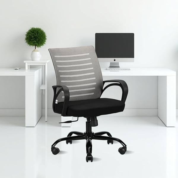 IAFA FURNITURE Diego Office Chair (Grey, Mid Back)