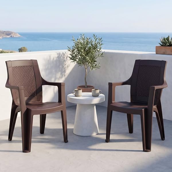INNOWIN Sweden Plastic Chair with Armrest | Pack of 2 | Strong & Durable