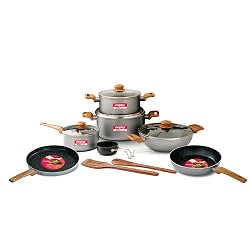 Impex EON Forged 13 pcs Granite Nonstick Cookware Set | Kadai, Fry Pan, Tawa