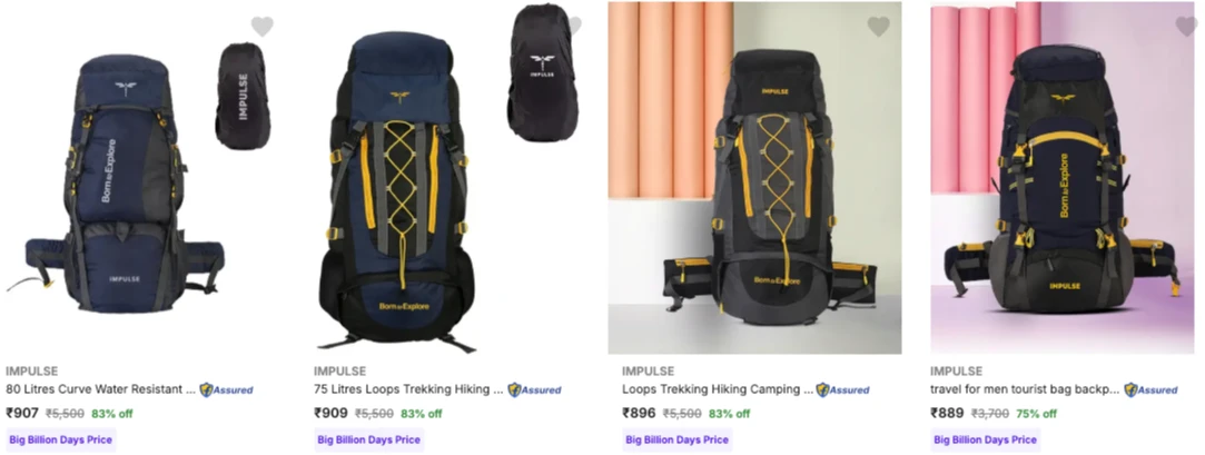 Impulse Rucksacks Bags upto 83% Discount