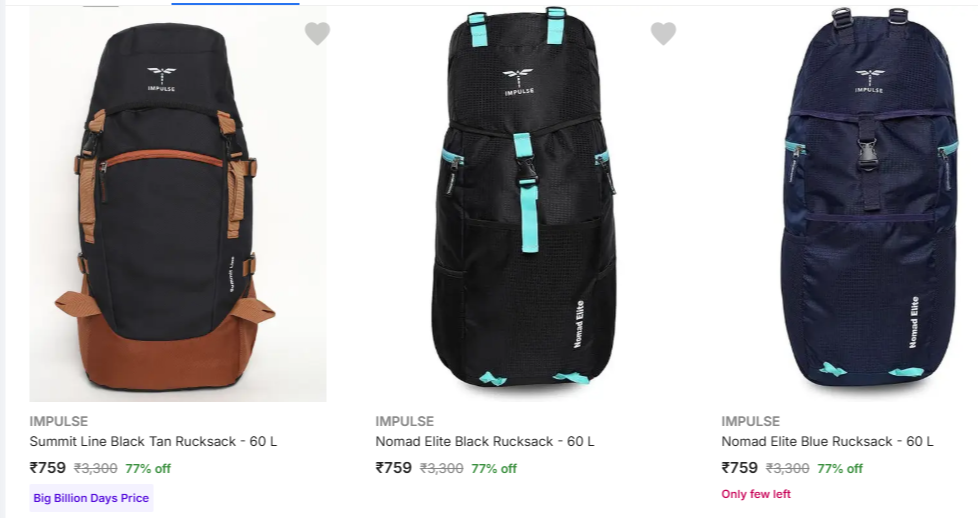 Impulse Rucksacks Upto 77% Discount