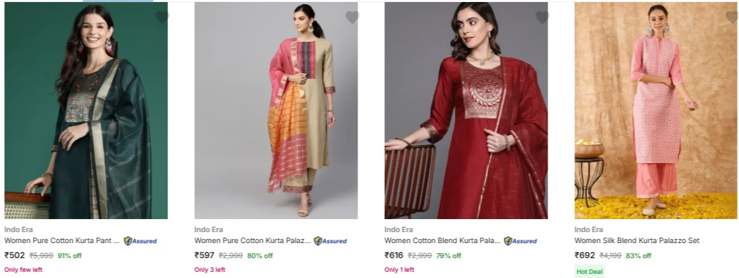 Indo Era Women's Ethnic Sets upto 91% Discount
