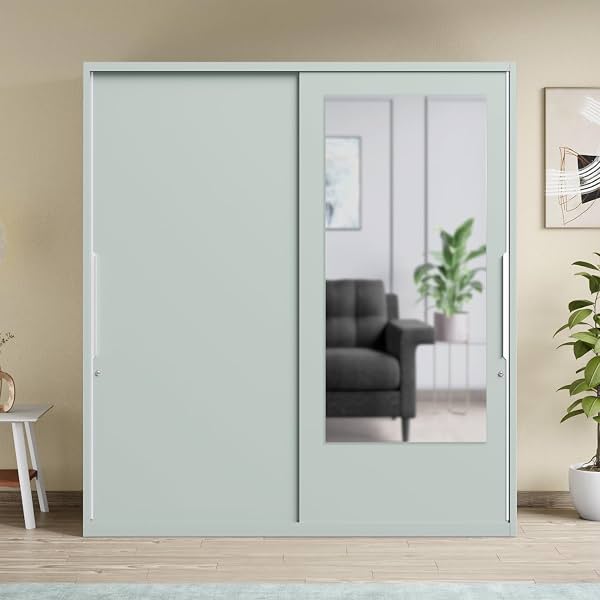 Interio by Godrej Slide N Store XL 2-Door Steel Wardrobe with Mirror
