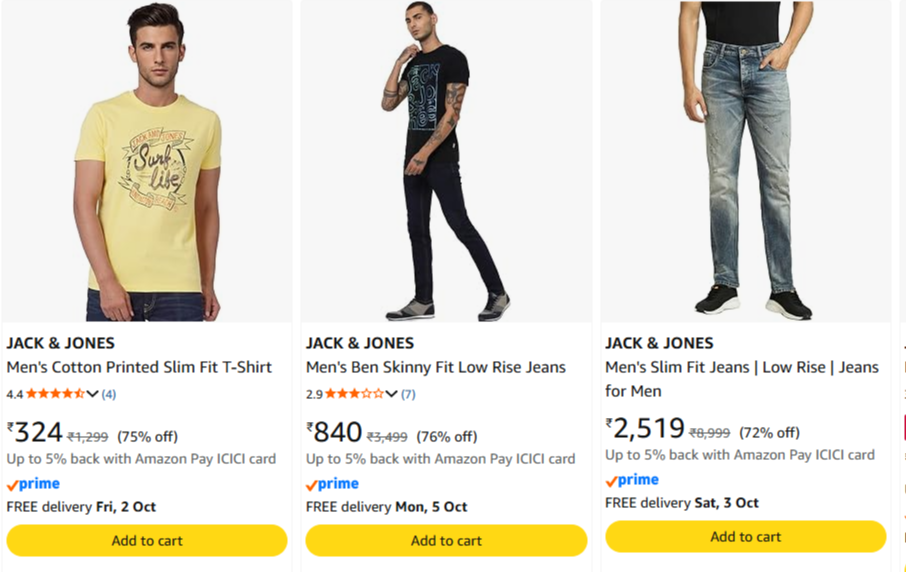 Jack & Jones Clothing Minimum 70% Discount
