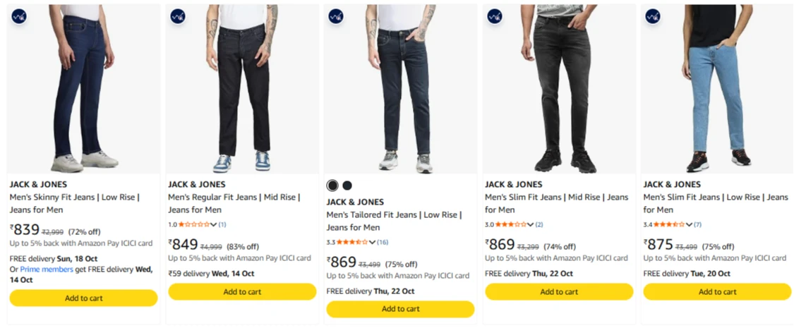 Jack & Jones Men's Jeans upto 83% Discount