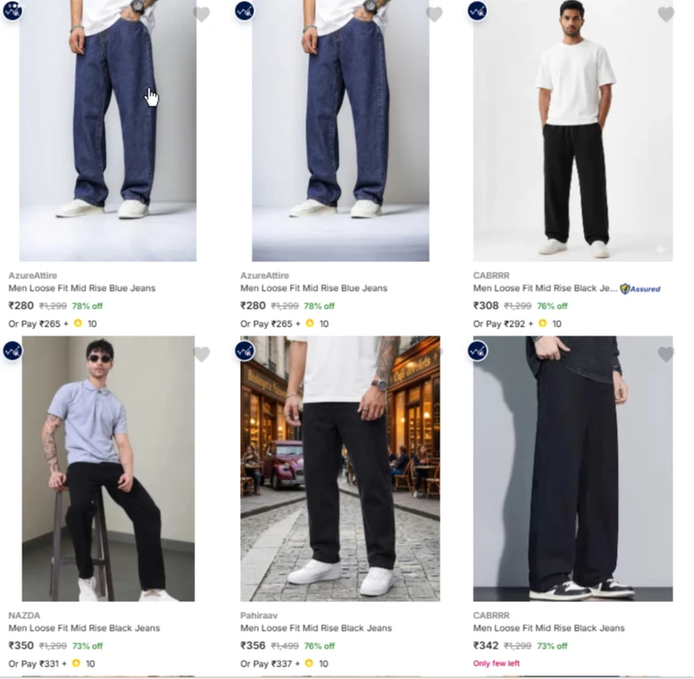Jeans at minimum 72% Discount