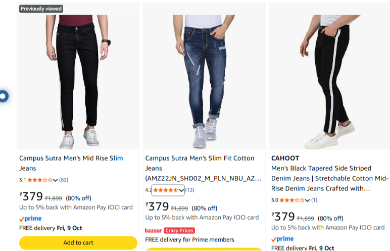 Jeans at minimum 73% Discount