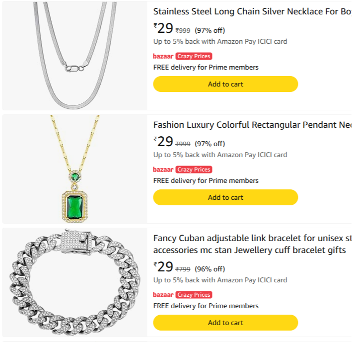 Jewellery Starting at @ 29