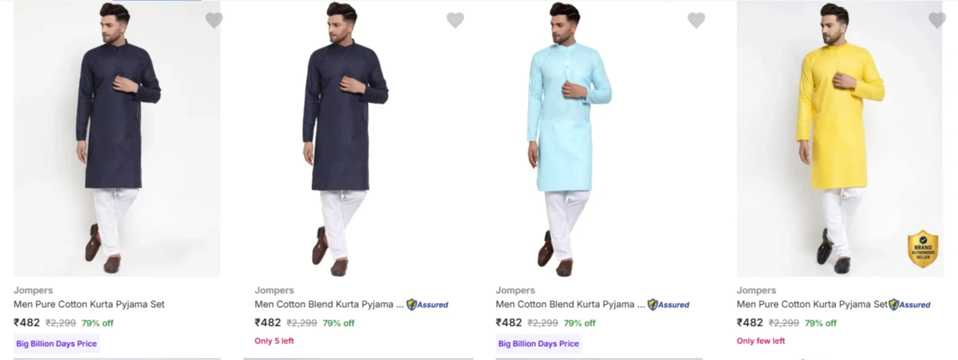 Jompers Men's Ethnic Sets at minimum 70% Discount