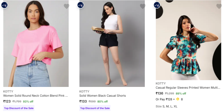 KOTTY Clothing and Accessories at minimum 76% Discount