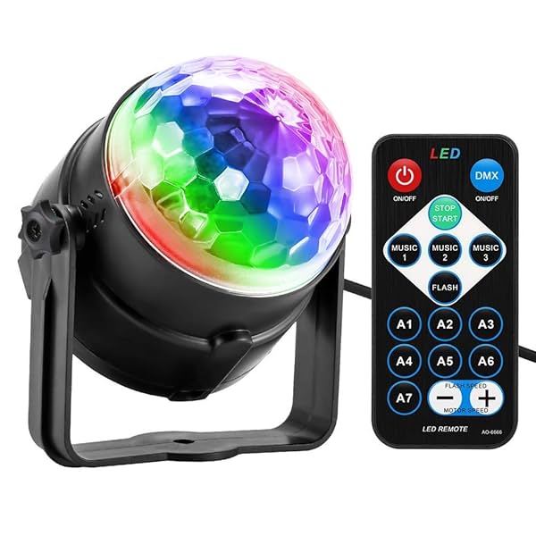 Karrong Disco Ball, Disco Lights Party Light Sound Activated Party Lights with Remote Control, 7 Color Modes Strobe Ligh