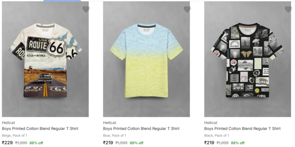 Kid's T shirts Upto 90% Discount