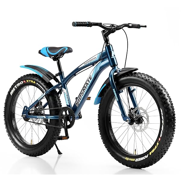 Kidsmate Supernova 20T Fat (20 x 3.0) Tire Cycle for Kids 7–10 Years | Dual Disc Brake Bicycle with Rigid Fork | Wide Ty