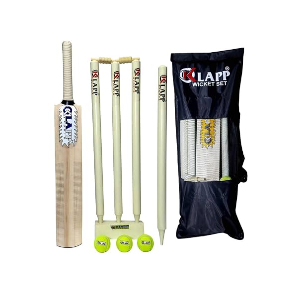 Klapp Plastic Popular Willow Cricket Kit with Three Ball Four Wicket
