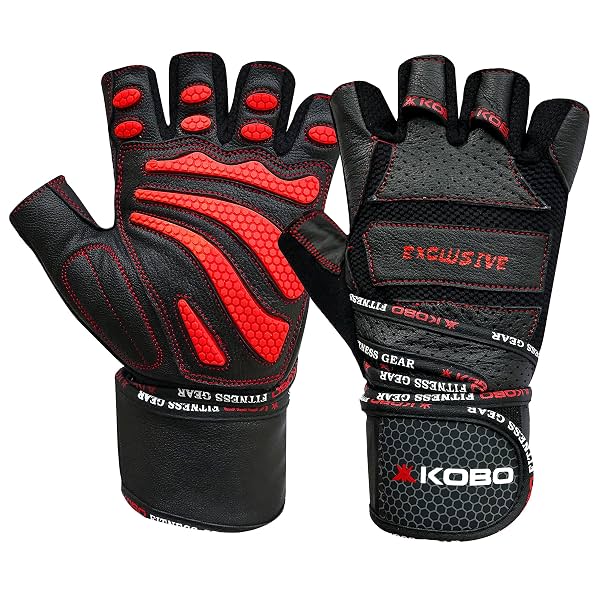 Kobo Professional Leather Gym Gloves Large