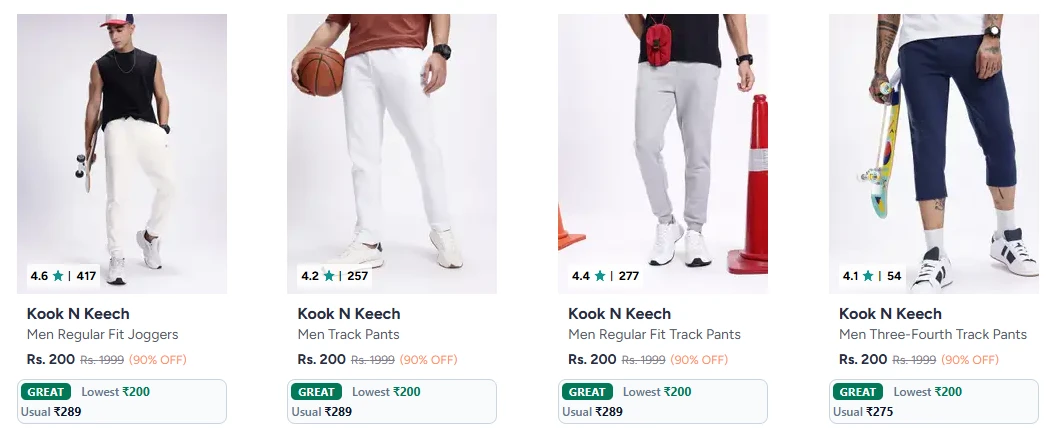 Kook N Keech Track Pants at minimum 90% Discount
