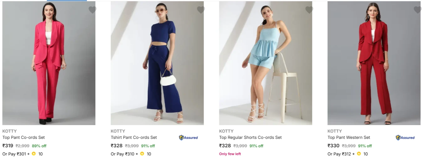 Kotty Women's Co-ords set up to 91% Discount