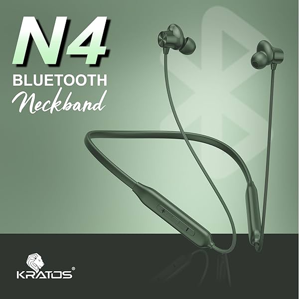 Kratos N4 Bluetooth Neckband with 52H Playtime, Deep Bass, Stereo Sound, HD Calls, Magnetic Earbuds, Type-C Fast Chargin