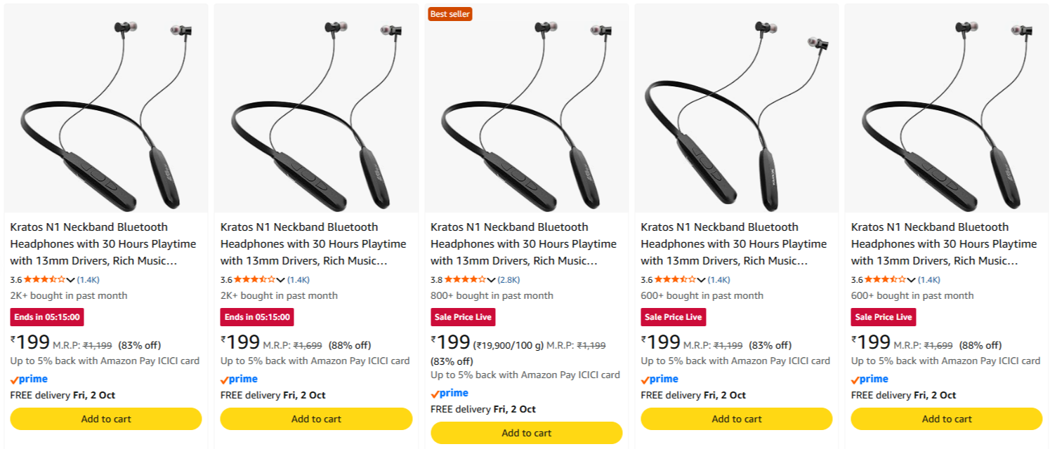 Kratos Neckbands Starting at @ ₹199