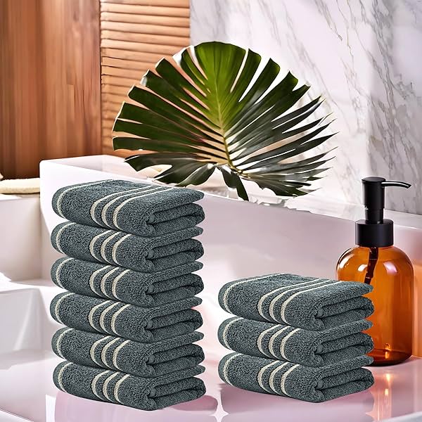 Kuber Industries Gym Hand Towels Pack of 9 Dark Grey