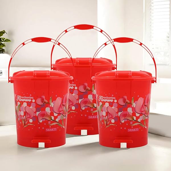 Kuber Industries Pack of 3 Pedal Dustbin - 10 Liter Kitchen and Bathroom Bin With Lid - Wet & Dry Waste Bin With Handle