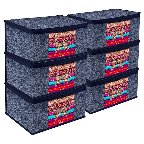 Kuber Industries Pack of 6 Non Woven Printed Saree Bags / Covers for Cloth Storage
