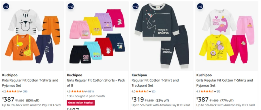 Kuchipoo Kids Cloths at minimum 80% Discount