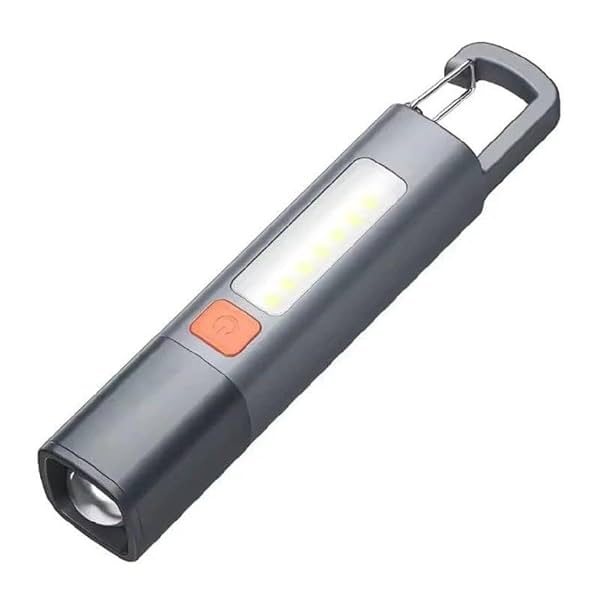 LED Flashlight Rechargeable Hand Torch With Telescopic Zoom And Carabiner