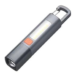 LED Flashlight Rechargeable Hand Torch With Telescopic Zoom And Carabiner