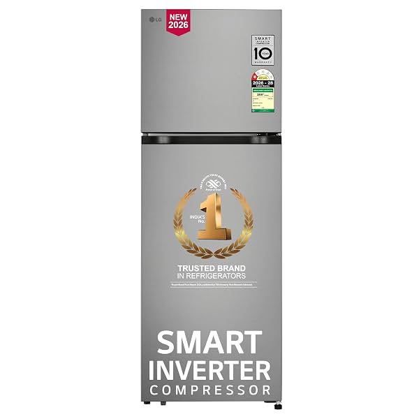 LG 251 L, 1 Star, Frost-Free Smart Inverter Double Door Refrigerator with Smart Mode (GLT2516WWPZ, Shiny Steel, Multi Ai