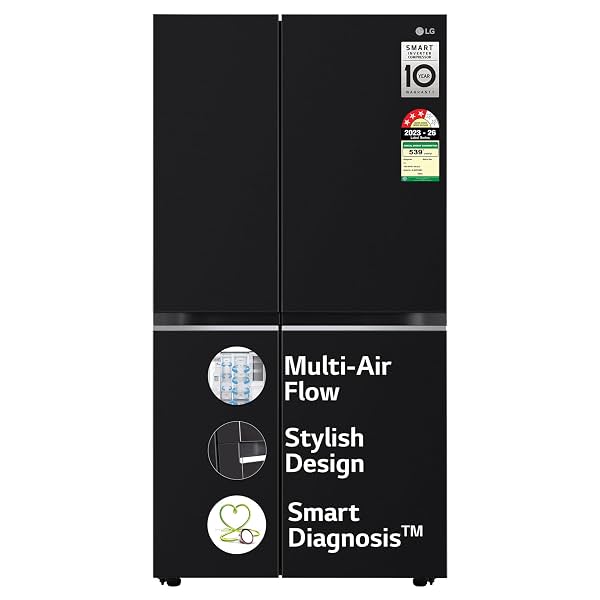 LG 655 L, 3 Star, Frost Free Smart Inverter Double Door Side by Side Refrigerator (GL-B257HWBY, Western Black, Express F
