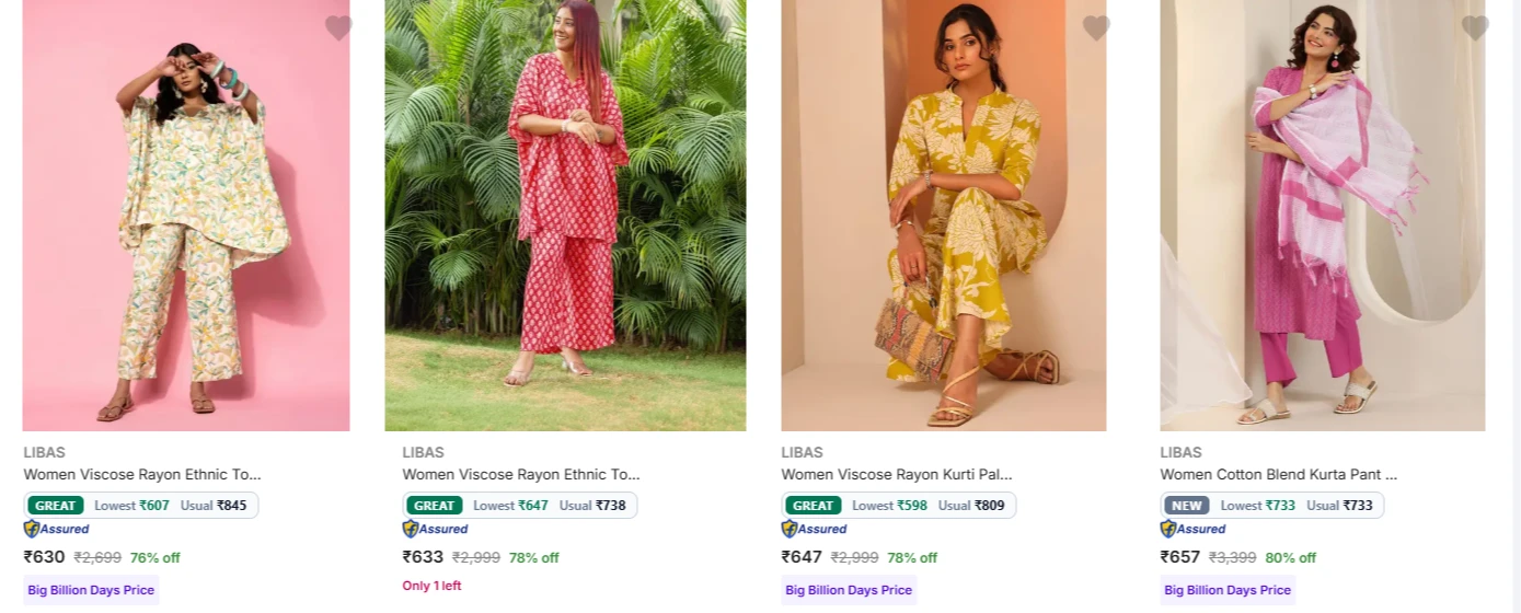 LIBAS Women's Ethnic Sets at minimum 73% Discount