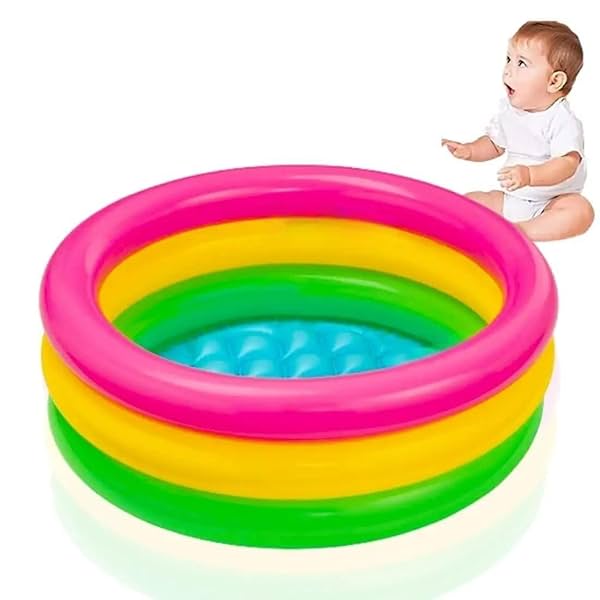 LONGMIRE Baby Pool Bath Tub for 1-3 Years 2 Feet Round 34 \' x 10 \' Sunset Glow Soft Inflatable Baby /Kids | Indoor & O