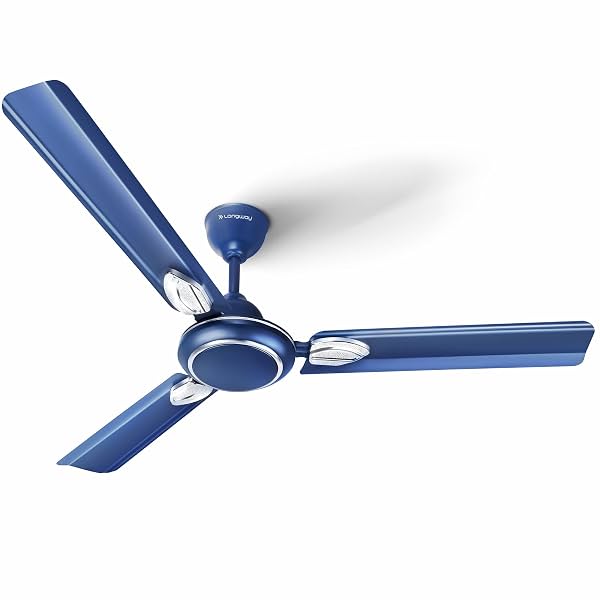 LONGWAY Kiger P1 1200 mm /48 inch Ultra High Speed 3 Blade Anti-Dust Decorative Star Rated Ceiling Fan (Silver Blue, Pac
