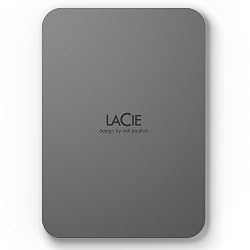 LaCie Mobile Drive Secure 4TB External Hard Drive Portable HDD - Space Grey