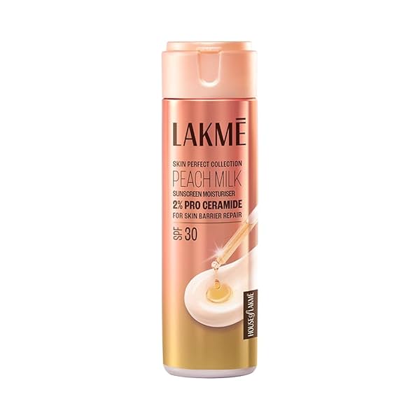 Lakmé Peach Milk Moisturiser SPF 30 with 2% Pro-Ceramide | Daily UV Defense, Hydrating & Skin Barrier Repair Face Cream