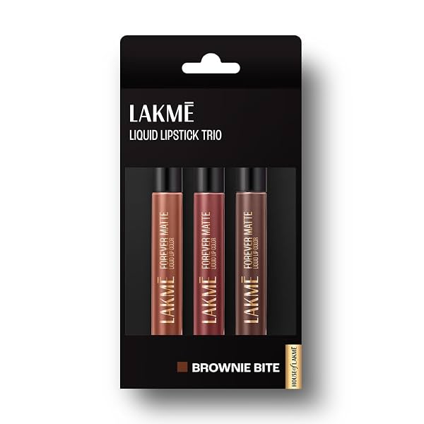 Lakme Liquid Lipstick Trio- Brownie Bite Forever Matte (Pack of 3)