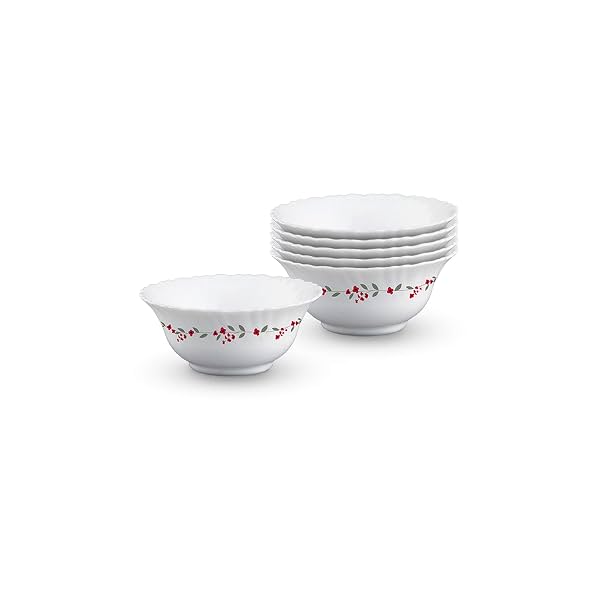 Larah by BOROSIL Opalware Veg Bowl - Set of 6, White