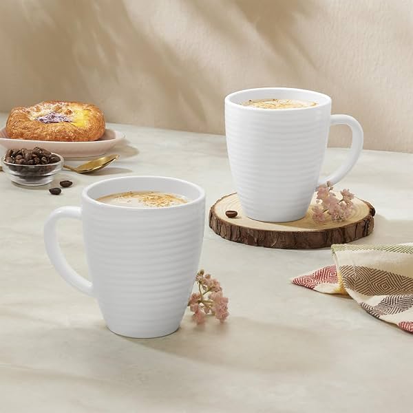 Larah by BOROSIL Tea/Coffee Orbit White Opalware Mug