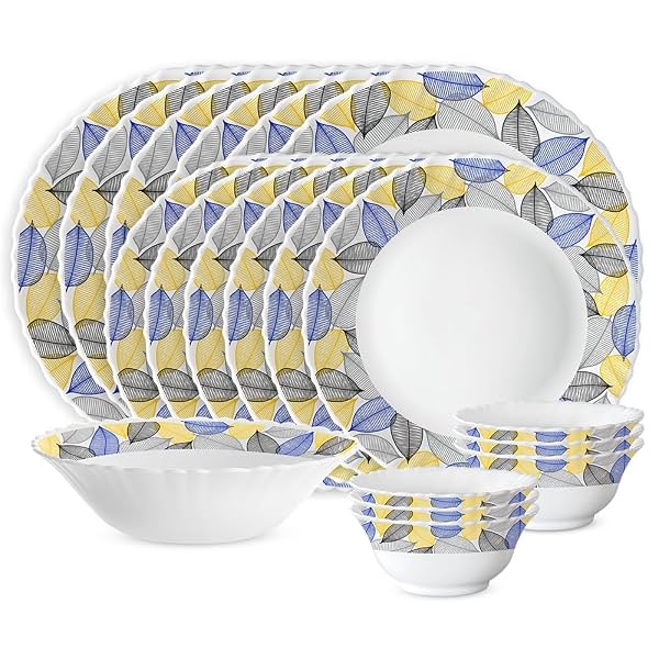 Larah by Borosil 19 Pieces Kora Opalware Dinner Set