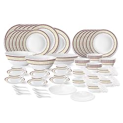 Larah by Borosil Elega Fluted Series Opalware Dinner Set 66 Pieces