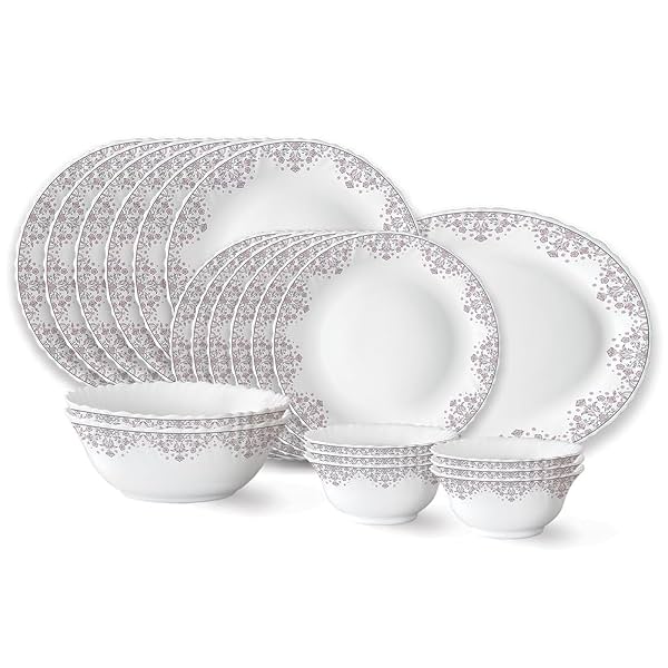 Larah by Borosil Lark Fluted Series Opalware Dinner Set