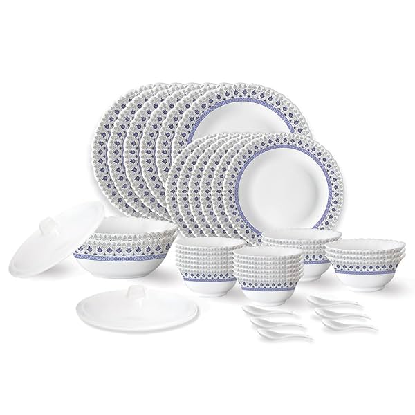 Larah by Borosil Opalware Dinner Set 40 Pieces for Family of 6