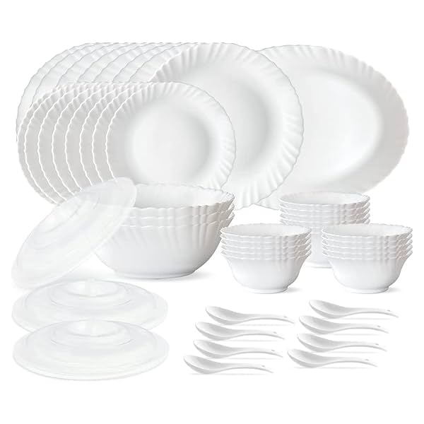 Larah by Borosil Silk Series Opalware Dinner Set | for Family of 6 | Microwave & Dishwasher Safe |