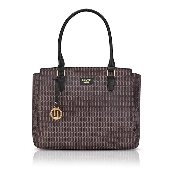 Lavie Luxe Women's Mono Kelly25 Monogram Print Tote Laptop Bag for Women
