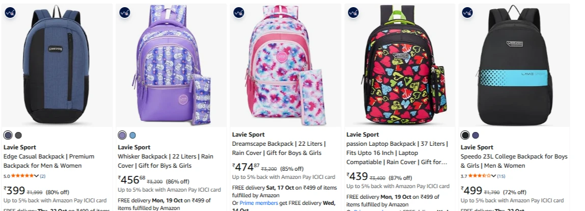 Lavie Sport backpack at minimum 87% Discount